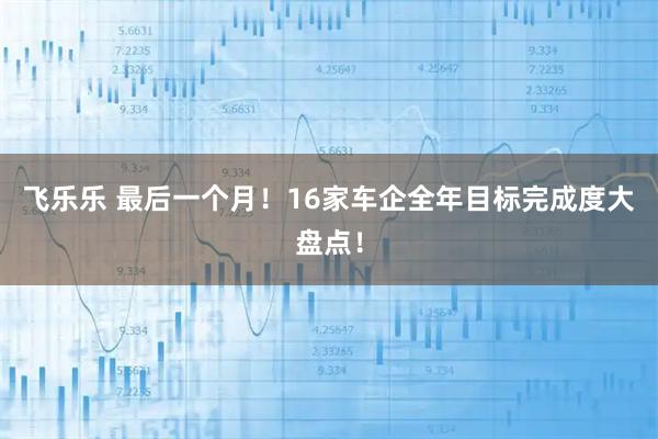 飞乐乐 最后一个月！16家车企全年目标完成度大盘点！